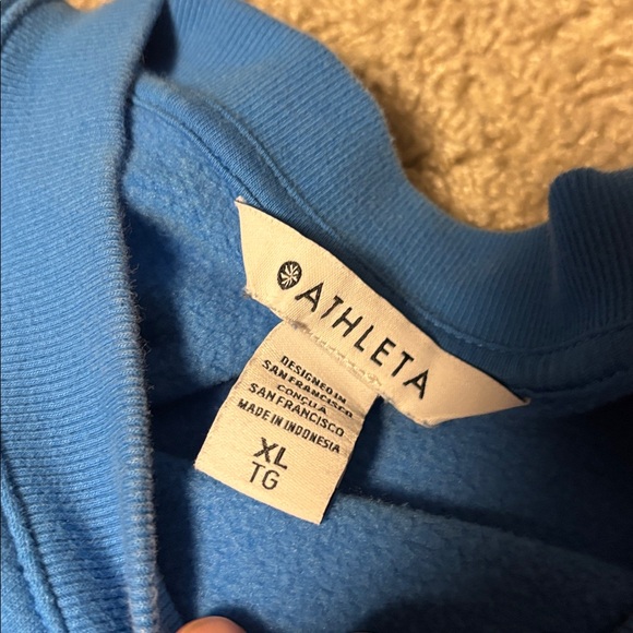 Athleta Forever Fleece Relaxed Crew Sweatshirt Blue S/414588 - Picture 4 of 5